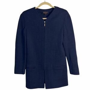 Luisa Spagnoli Navy Zip Front Wool Blend Jacket Women’s Size Small Made in Italy